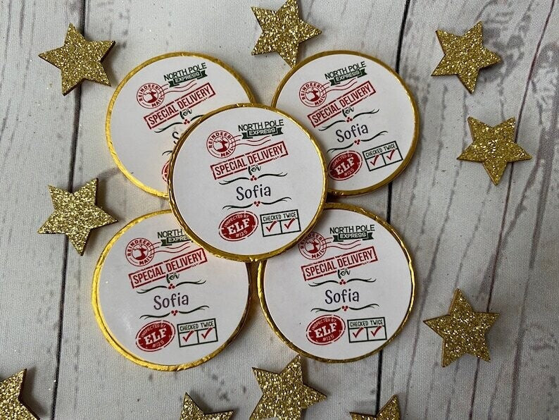 5 x Special delivery Chocolate Christmas coins