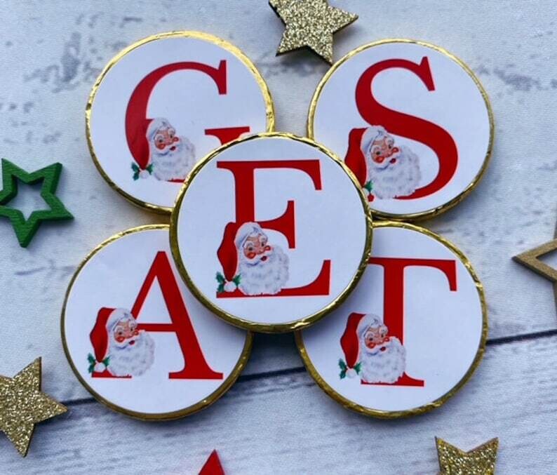 5 x Santa Initial Chocolate coins.