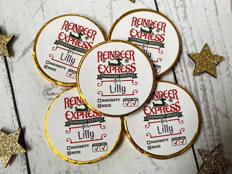 5 x Reindeer express Chocolate coins