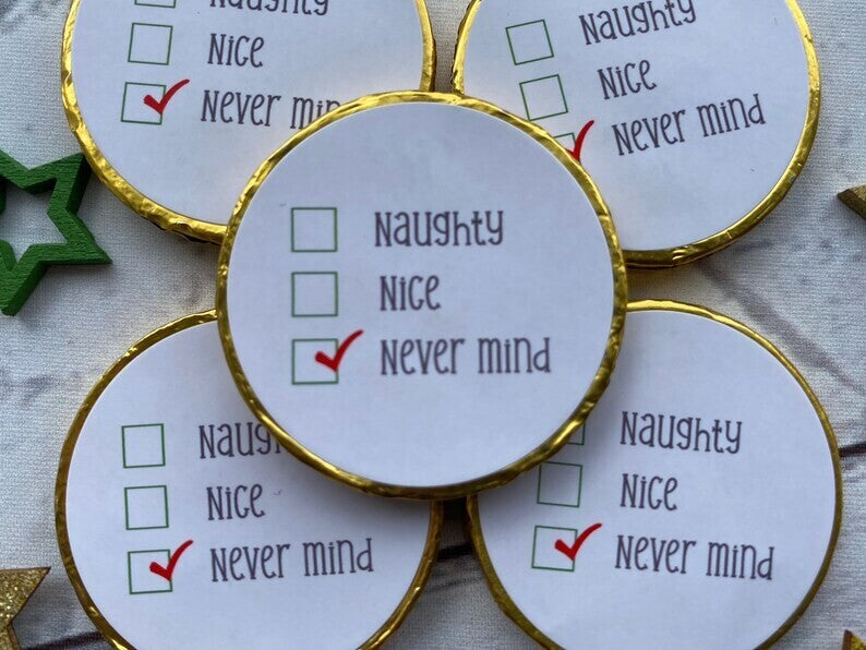 Secret santa Naughty or Nice Chocolate coins