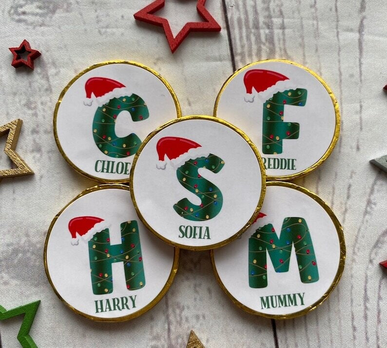 5 x Personalised Letter Christmas Chocolate coins