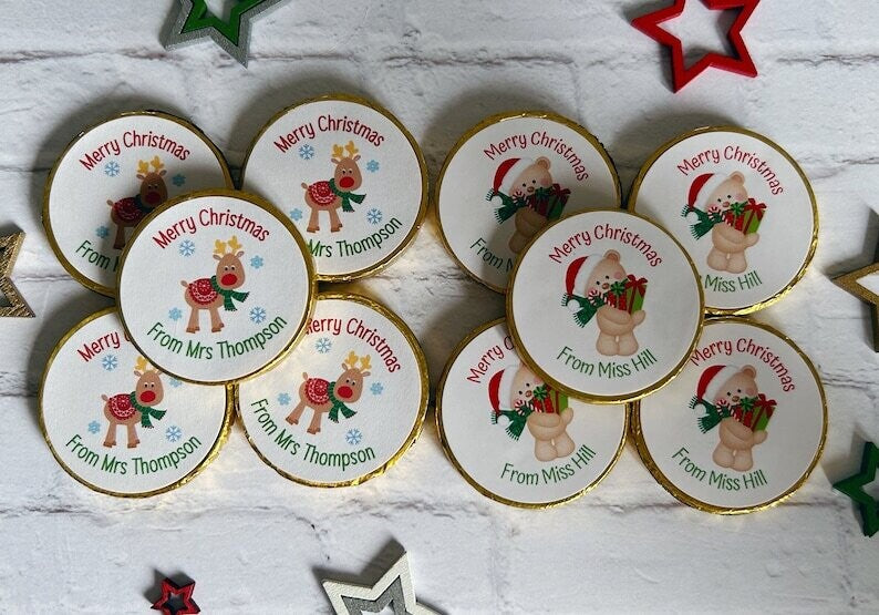 5 x Teacher Chocolate Christmas coins.