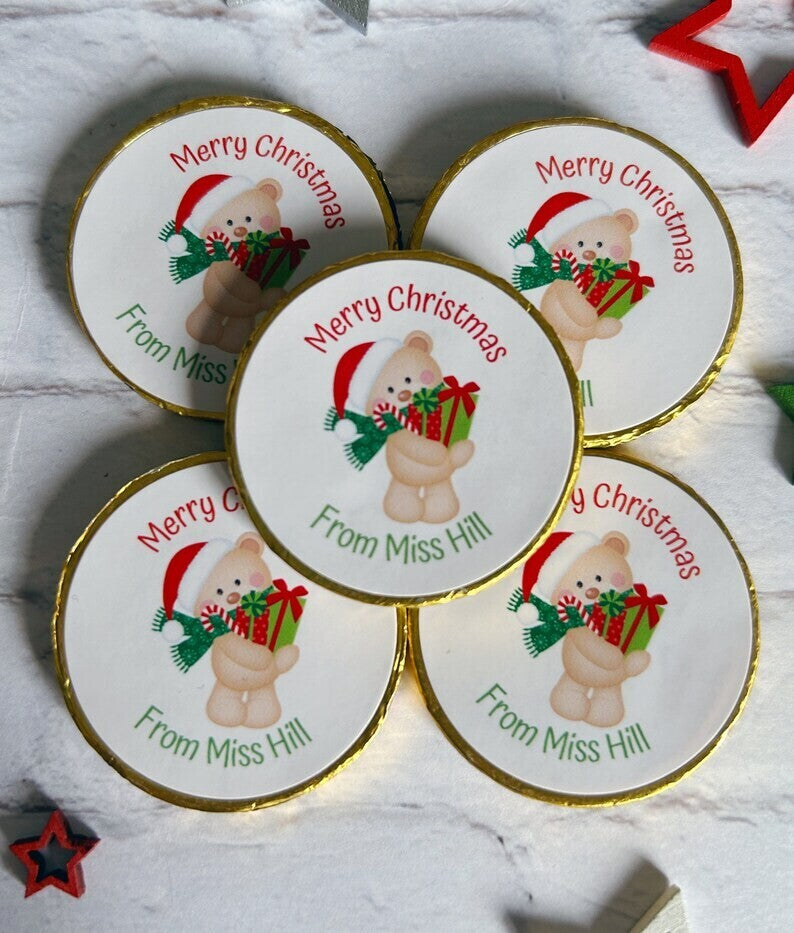 5 x Teacher Chocolate Christmas coins.