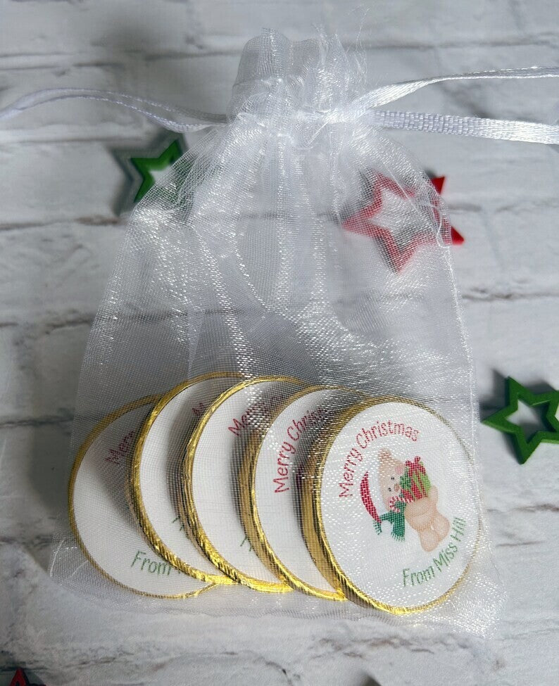 5 x Teacher Chocolate Christmas coins.