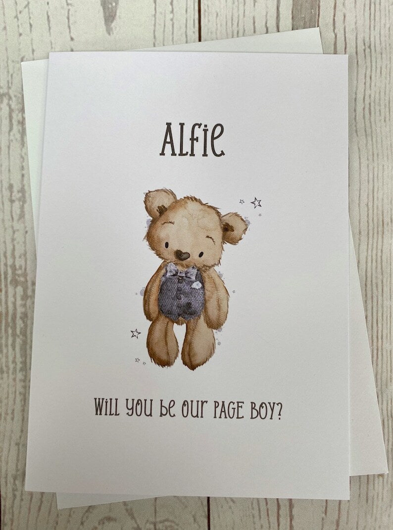 Personalised Teddy Will you be our Page boy card