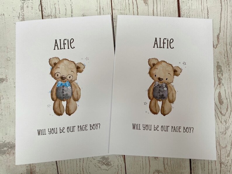 Personalised Teddy Will you be our Page boy card