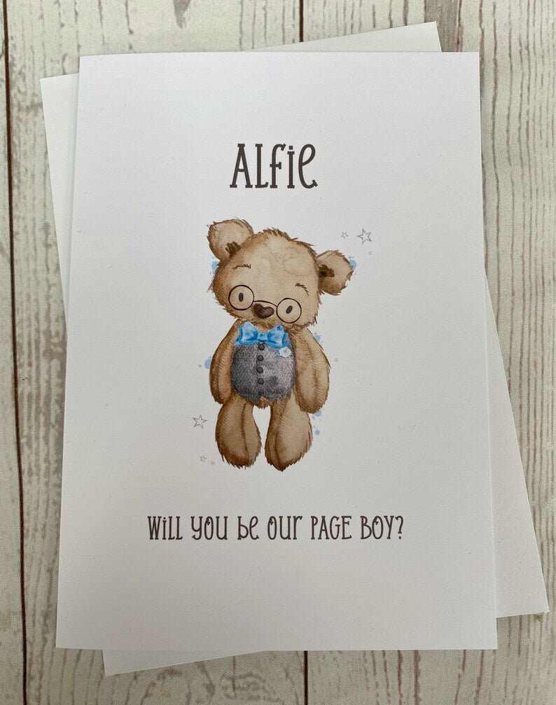 Personalised Teddy Will you be our Page boy card