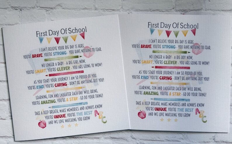 First day of school card card