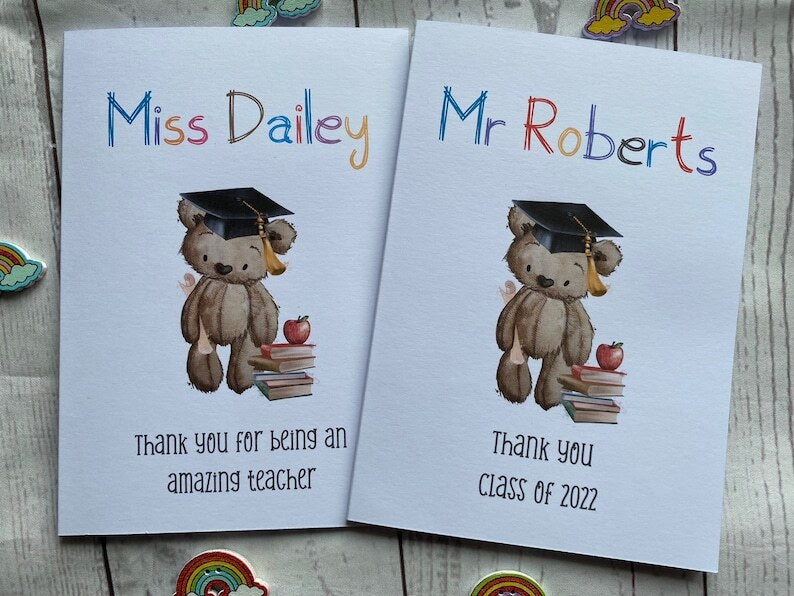 Personalised Teacher Teddy thank you card