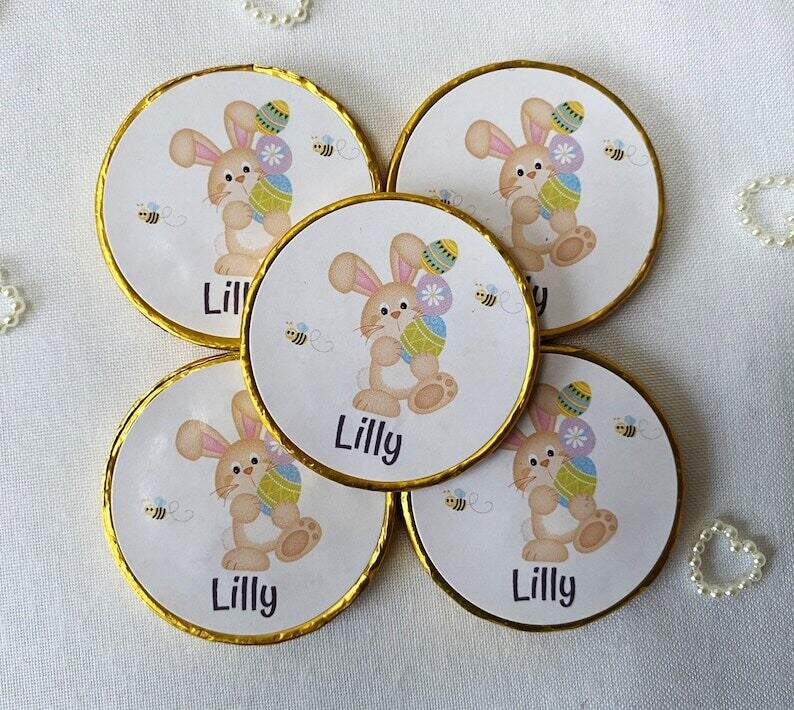 5 x Personalised Easter chocolate coins.