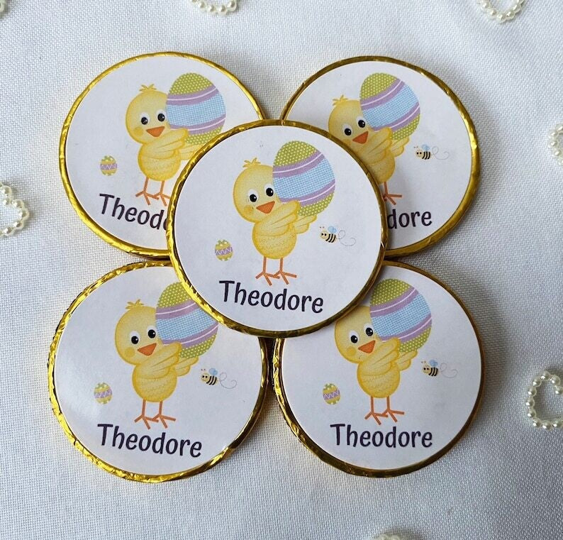 5 x Personalised Easter chocolate coins.