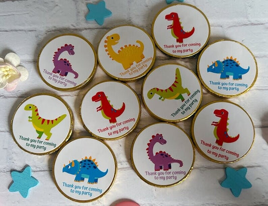 Bulk Personalised Dinosaur Chocolate Coins.