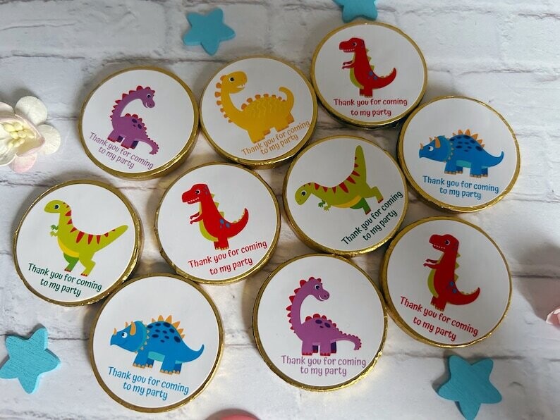 Bulk Personalised Dinosaur Chocolate Coins.