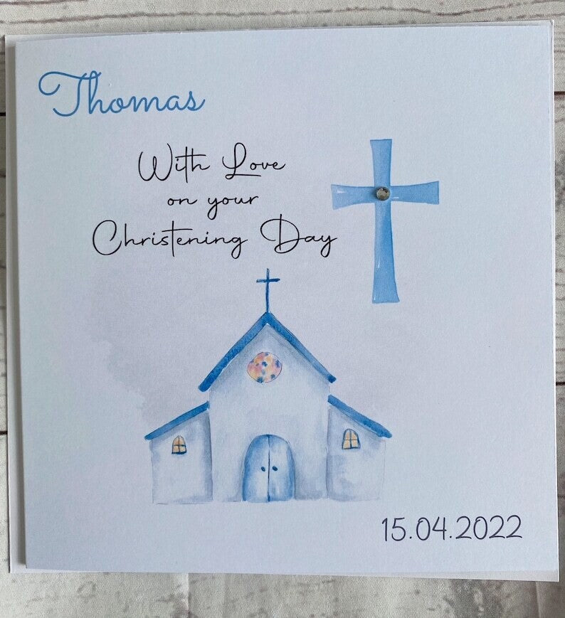 Personalised Pink Christening Card