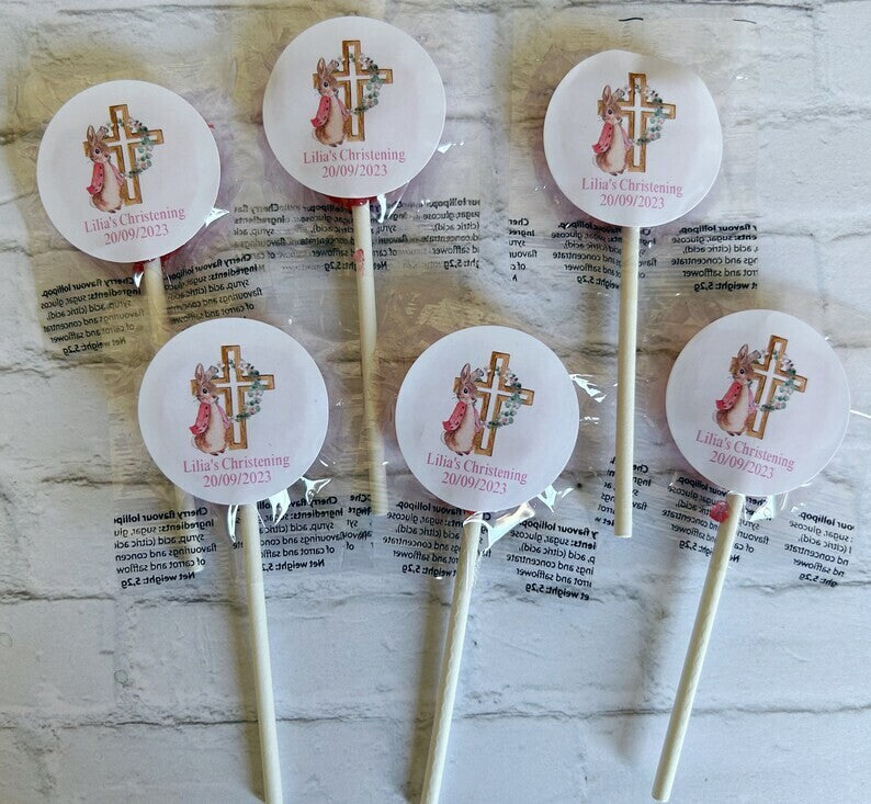 Bulk Peter Rabbit or Flopsy Bunny Christening lollipops