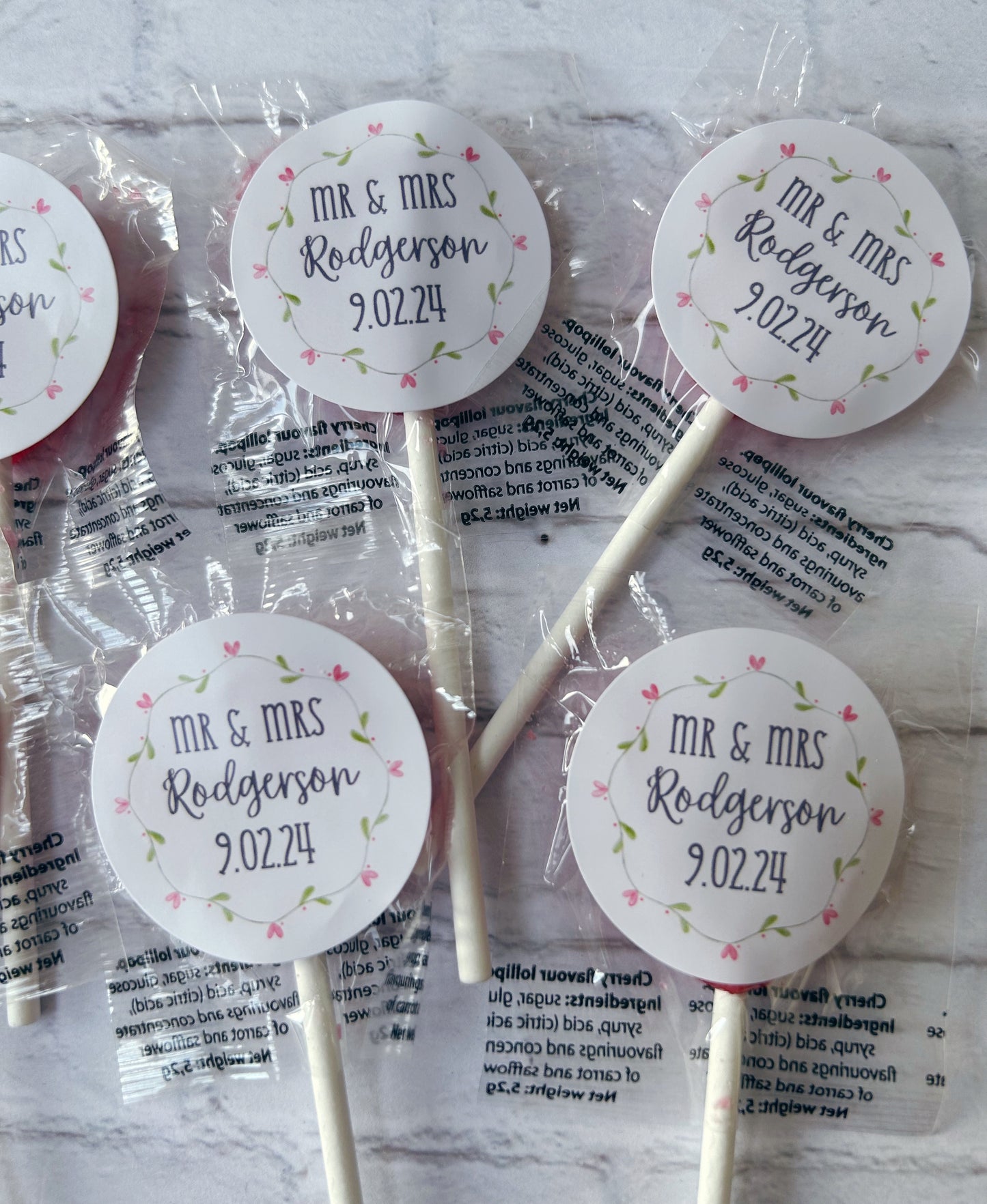 Bulk personalised Wedding party lollipops