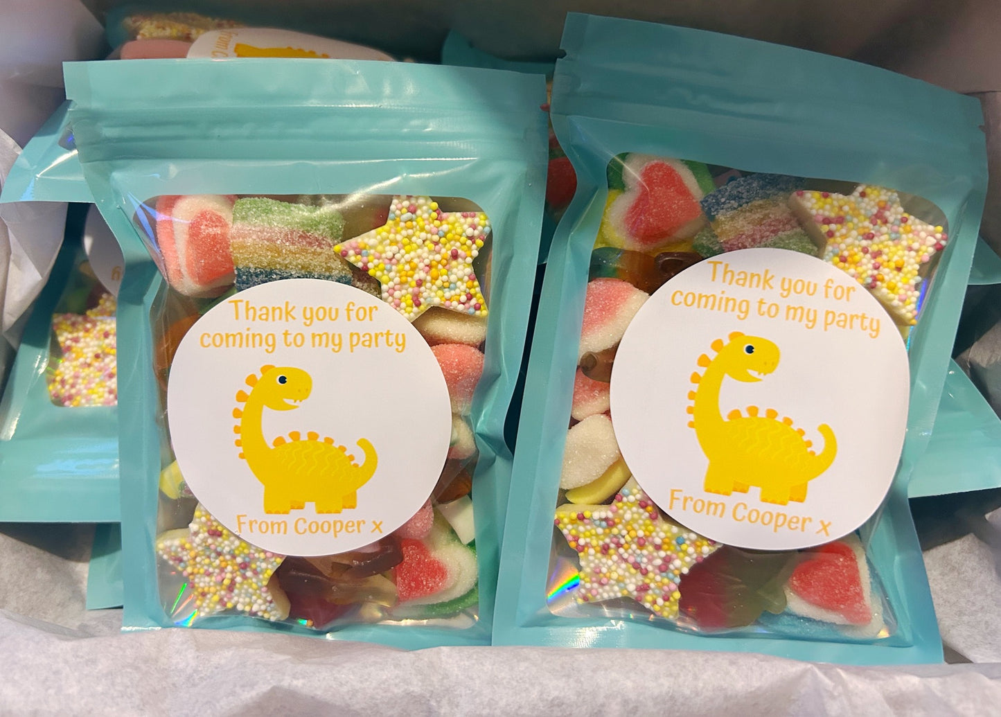 Personalised Dinosaur Party bag sweets