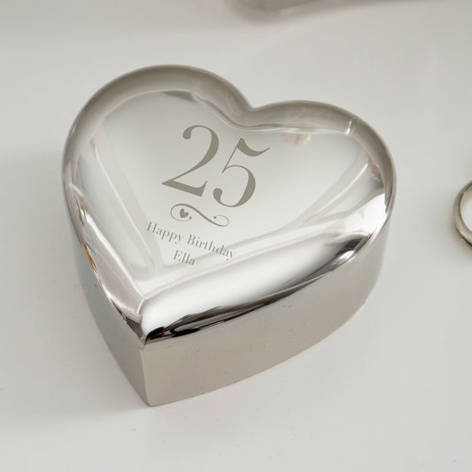 Personalised Birthday Big Age Heart Trinket Box