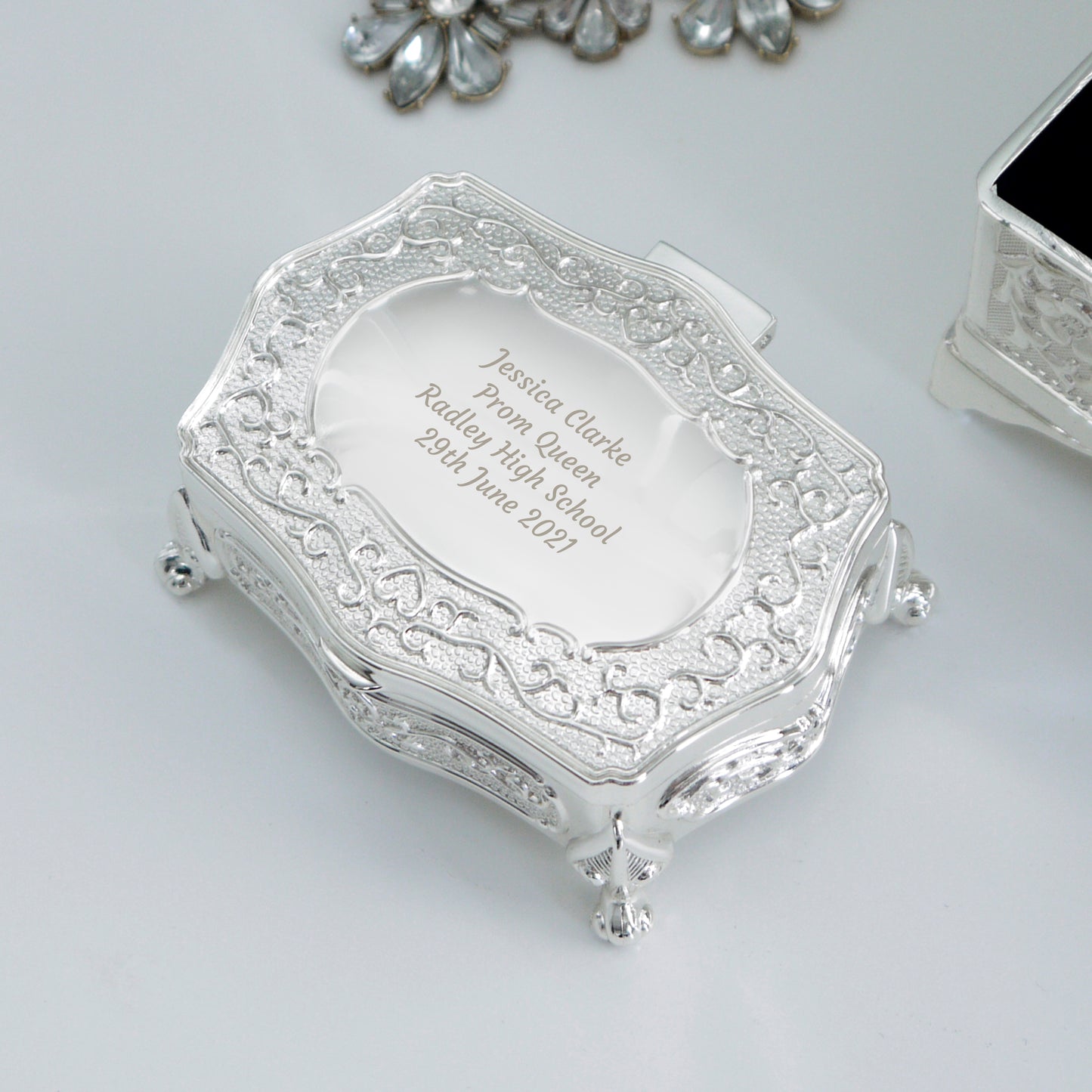 Personalised Any Message Small Antique Trinket Box