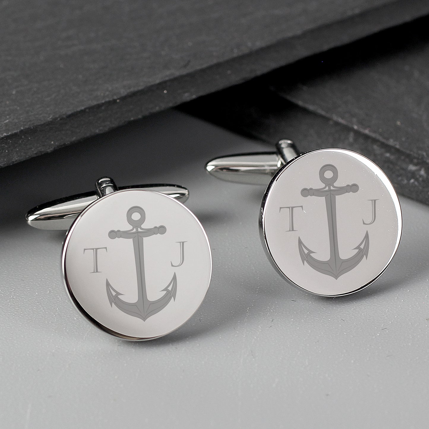 Personalised Anchor Round Cufflinks