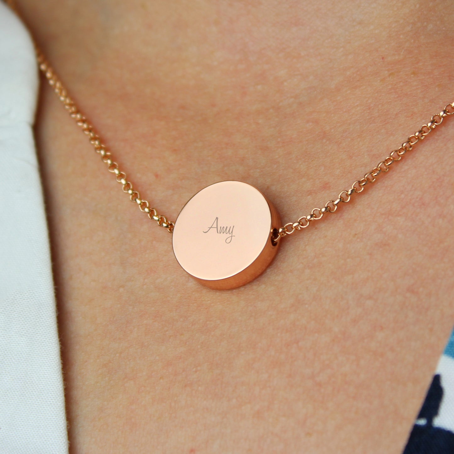 Personalised Any Name Rose Gold Tone Disc Necklace