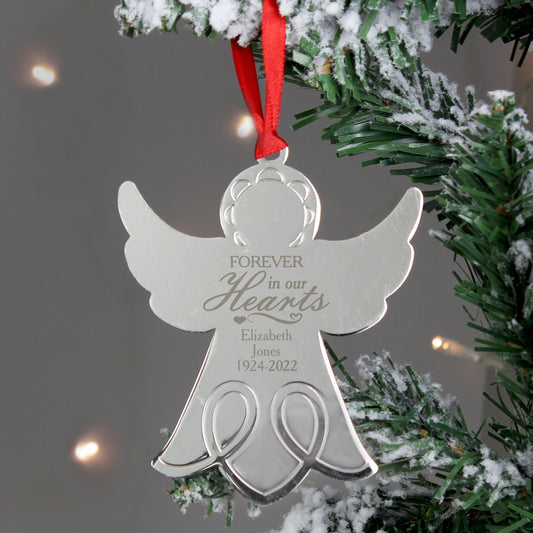 Personalised In Our Hearts Angel Metal Decoration