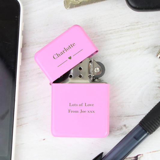 Personalised Decorative Heart Pink Lighter