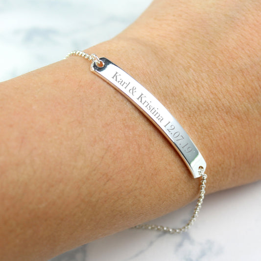 Personalised Silver Tone Bar Bracelet