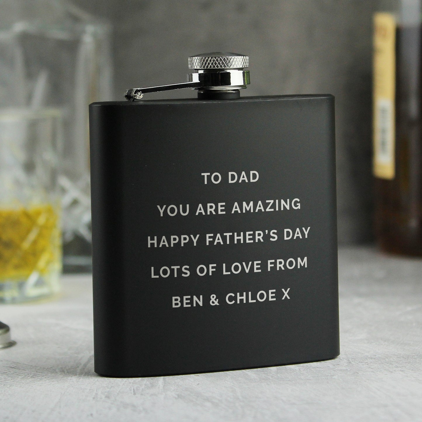 Personalised Free Text Black Hip Flask