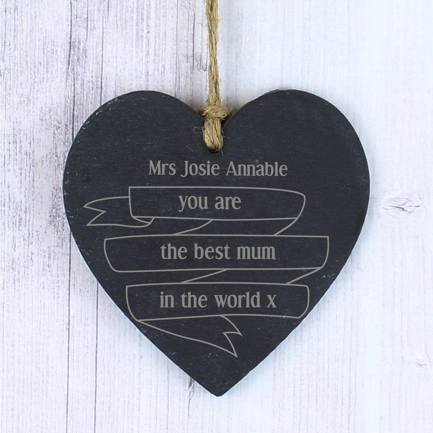 Personalised Garden Bloom Slate Heart Decoration