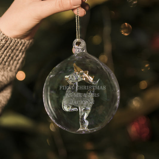 Personalised Glass Reindeer Bauble