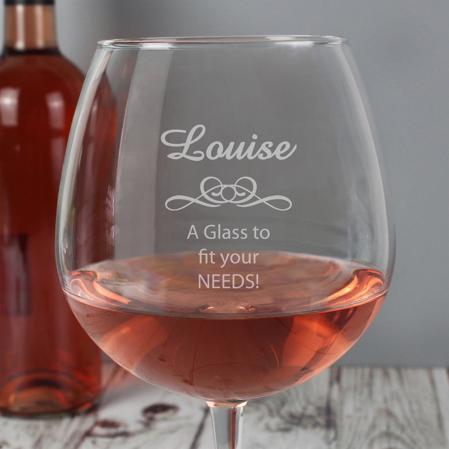 Personalised Decorative Bottle of Wine Glass