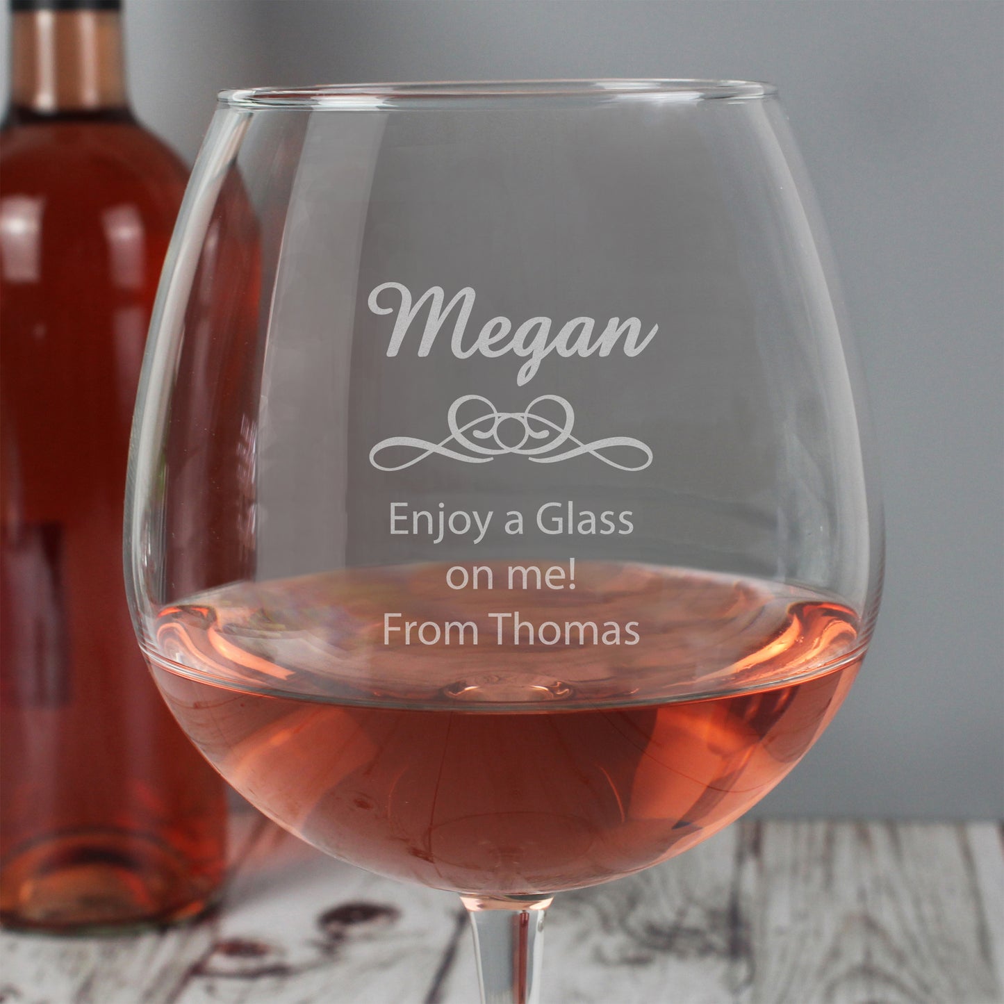 Personalised Decorative Bottle of Wine Glass