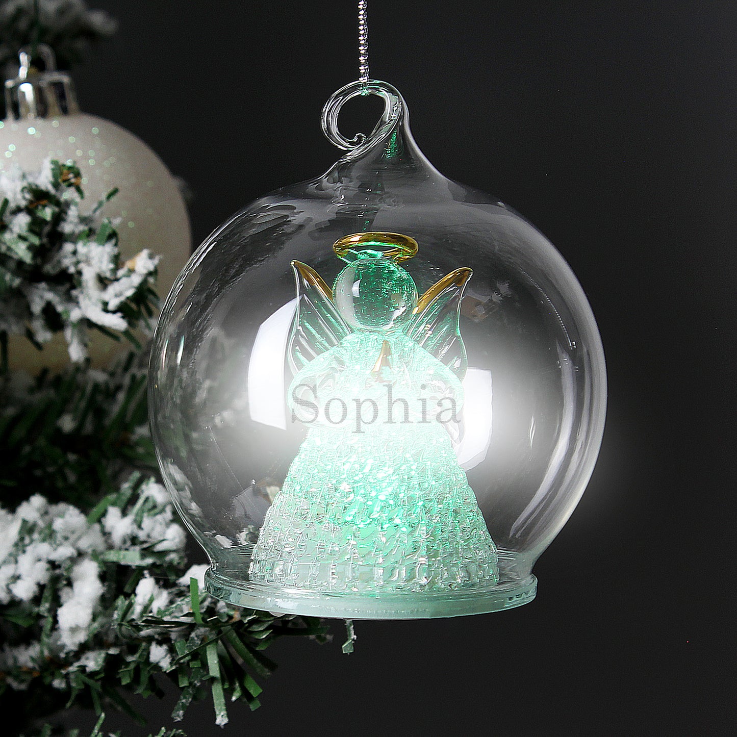 Personalised Christmas Message LED Angel Bauble