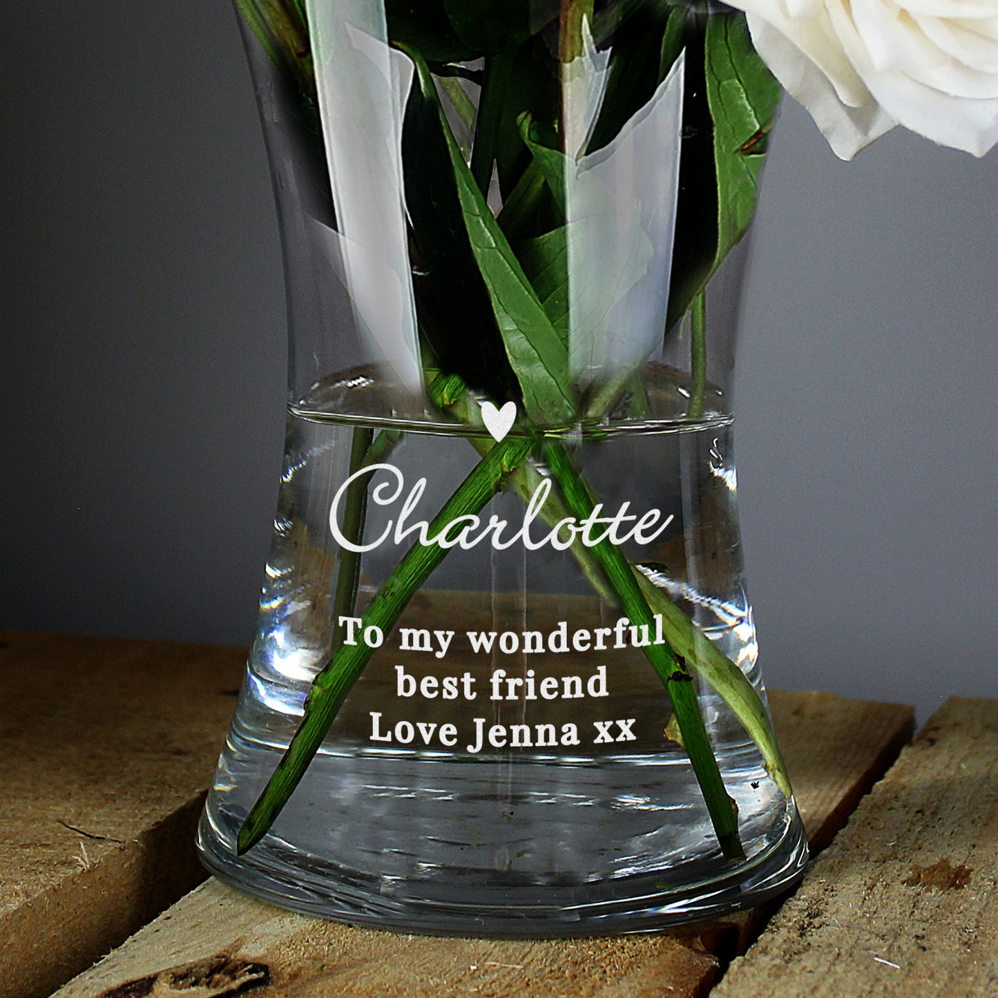 Personalised Love Heart Glass Vase