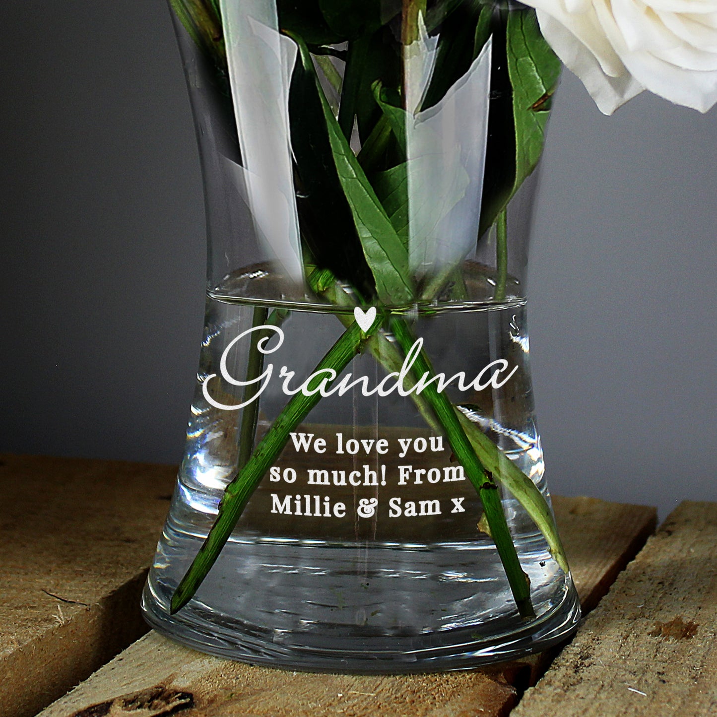 Personalised Love Heart Glass Vase