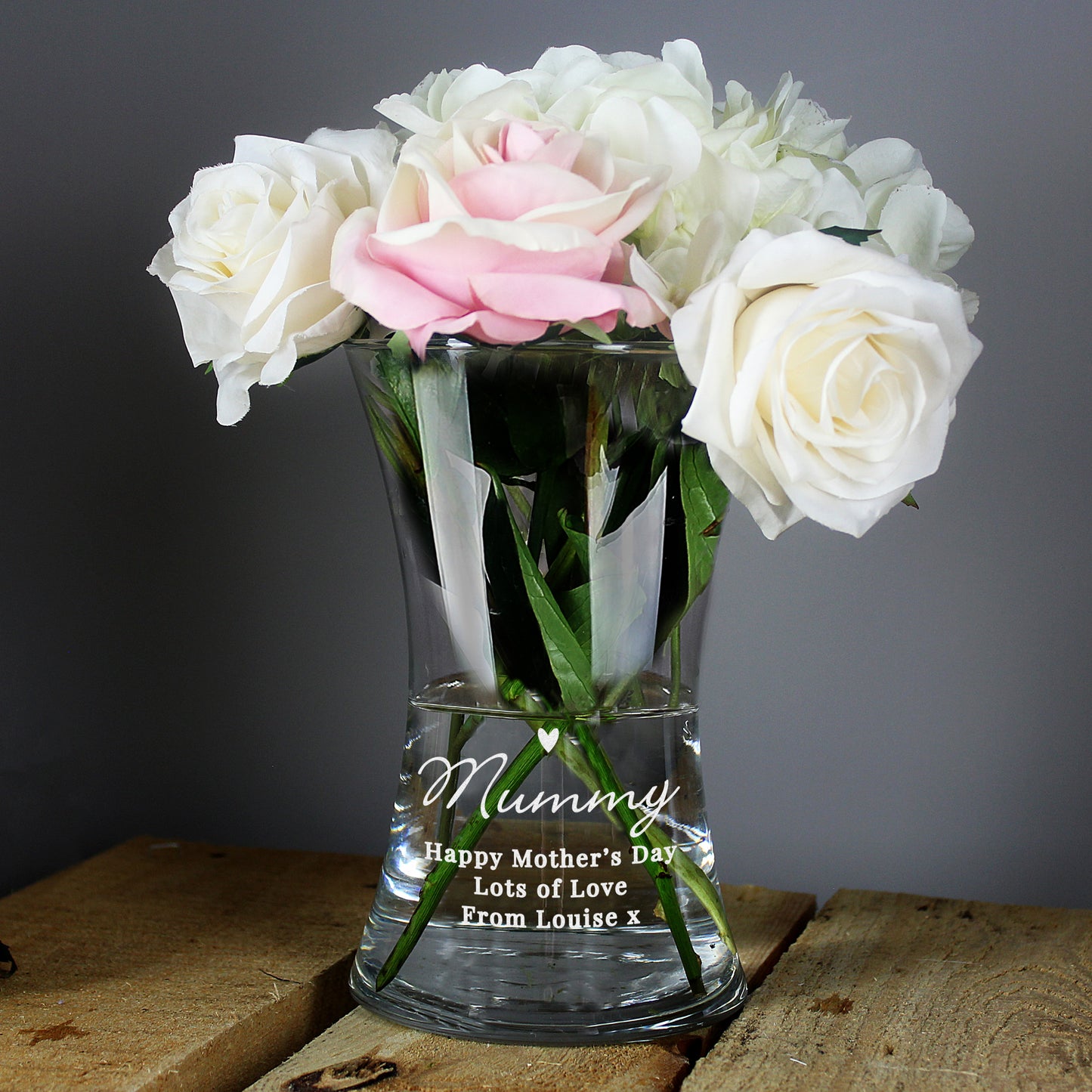 Personalised Love Heart Glass Vase