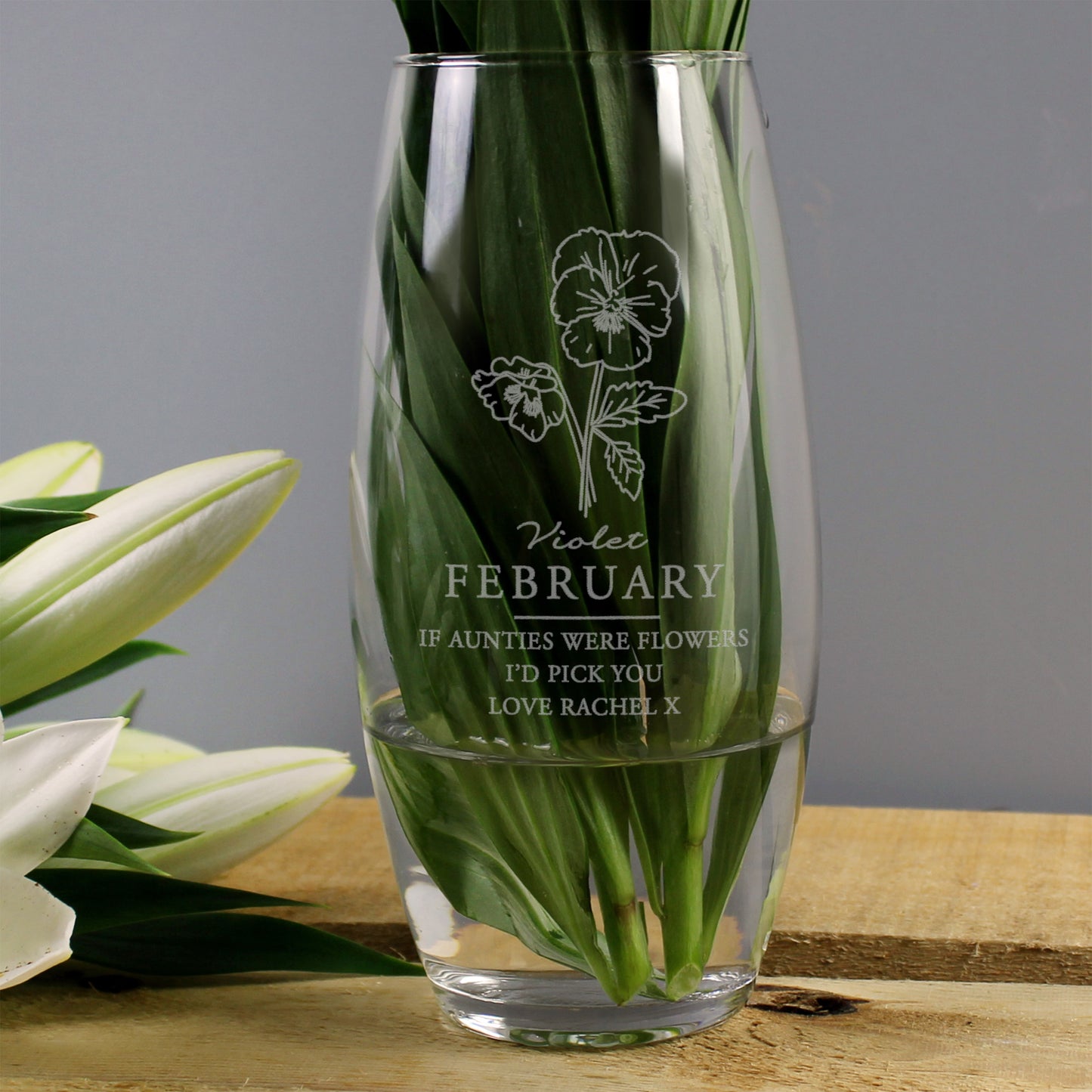 Personalised February Birth Flower Bullet Vase