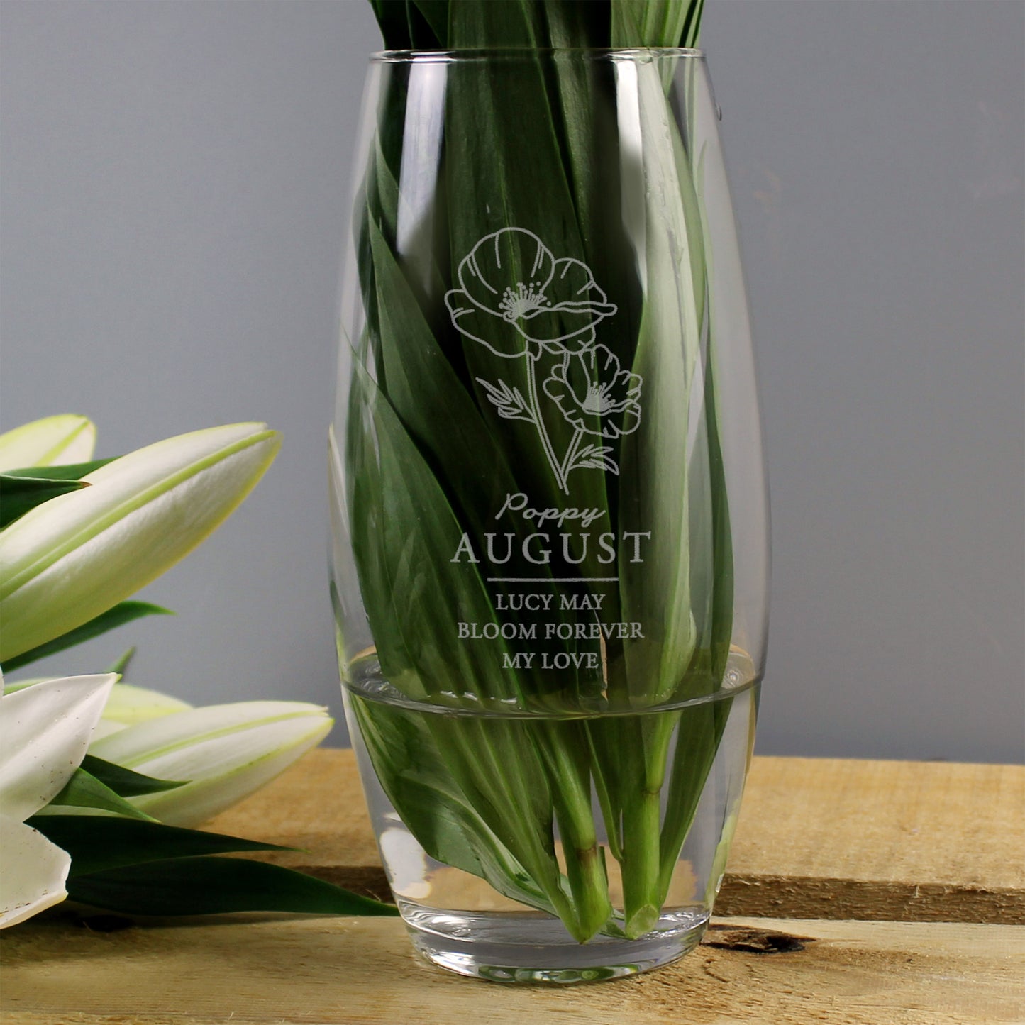 Personalised August Birth Flower Bullet Vase