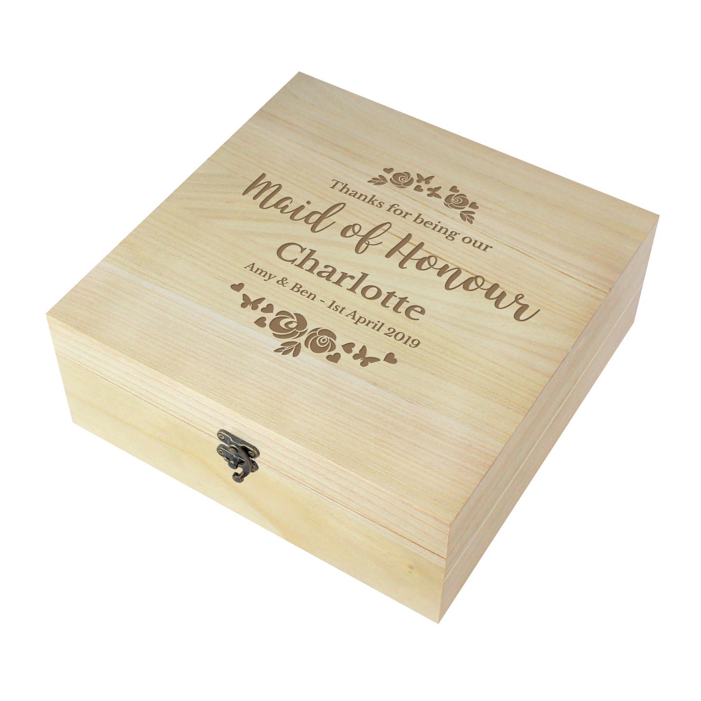 Personalised Floral Engraved Keepsake Box