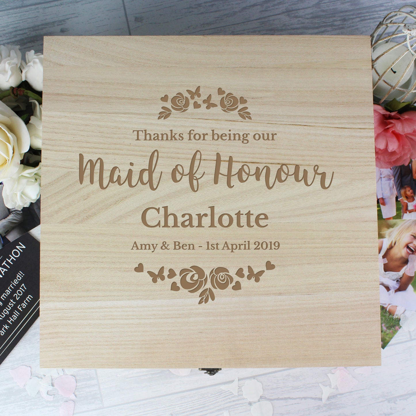 Personalised Floral Engraved Keepsake Box