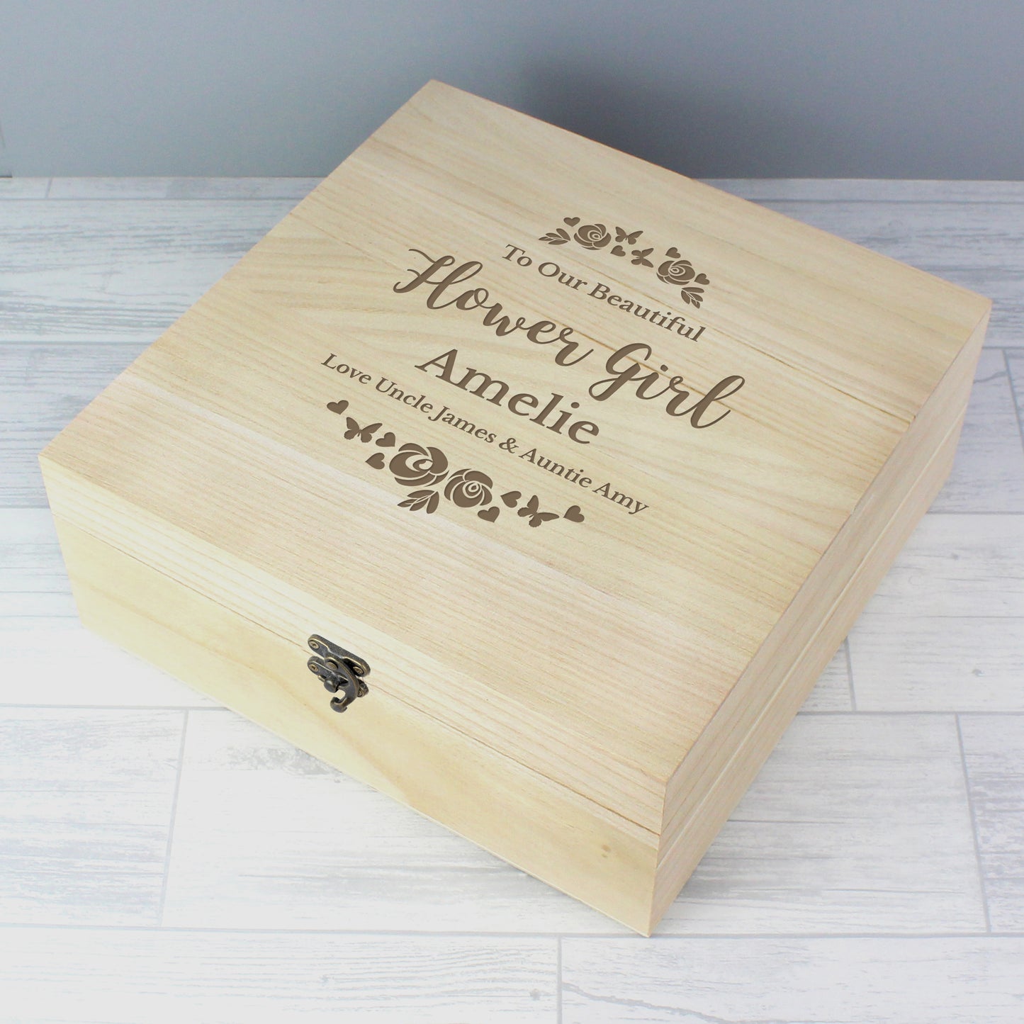 Personalised Floral Engraved Keepsake Box