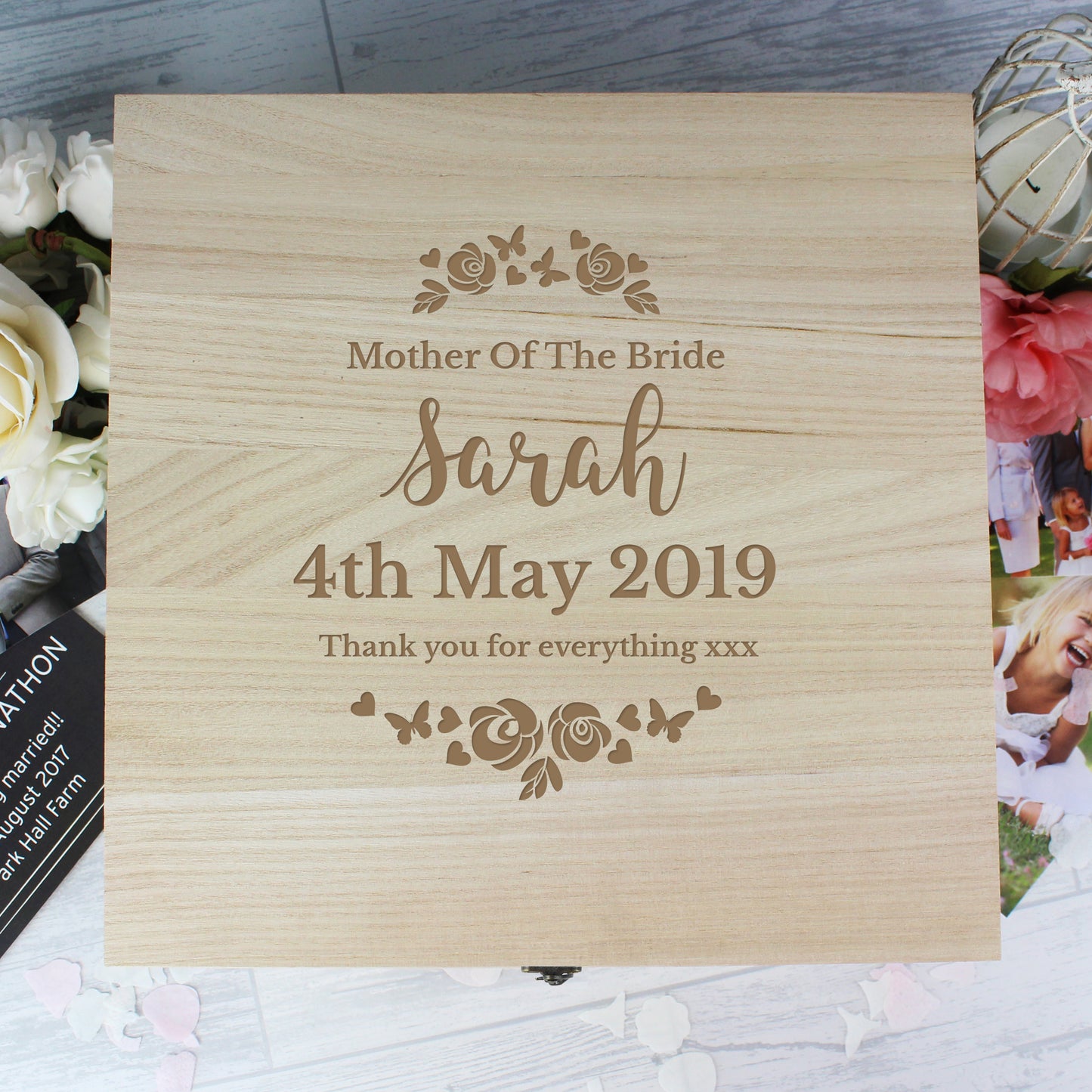 Personalised Floral Engraved Keepsake Box