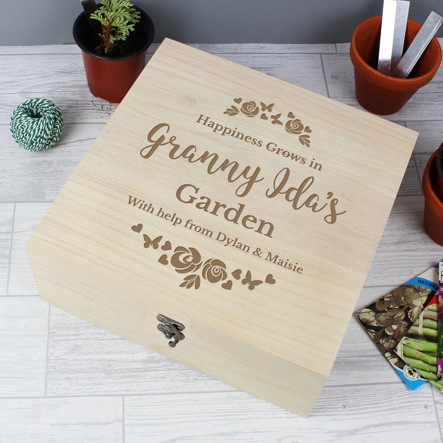 Personalised Floral Engraved Keepsake Box