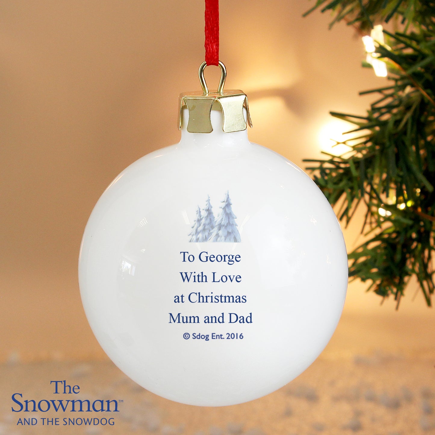 Personalised The Snowman and the Snowdog Bauble