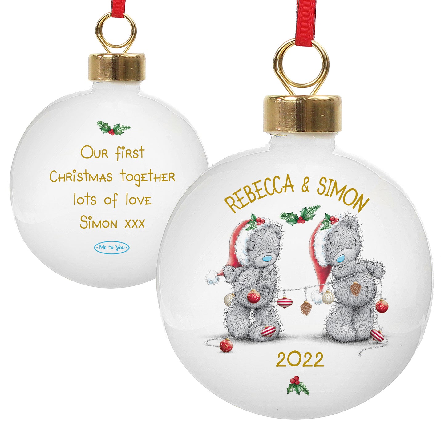 Personalised Me to You Christmas Couple's Bauble