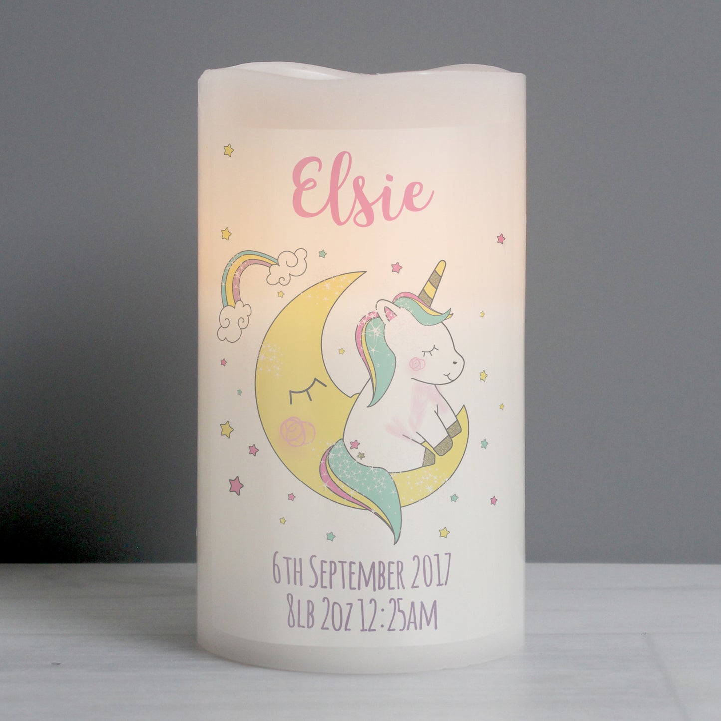 Personalised Baby Unicorn Nightlight LED Candle