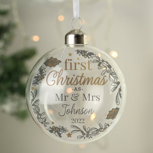 Personalised First Christmas As... Glass Bauble