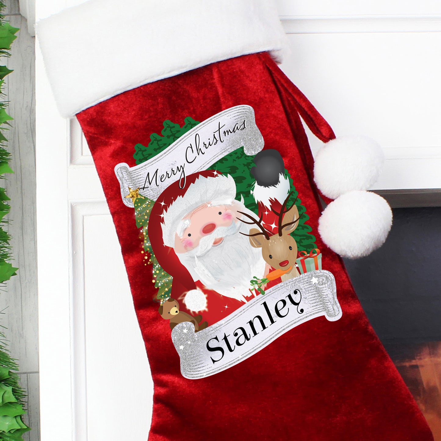 Personalised Christmas Santa Red Stocking