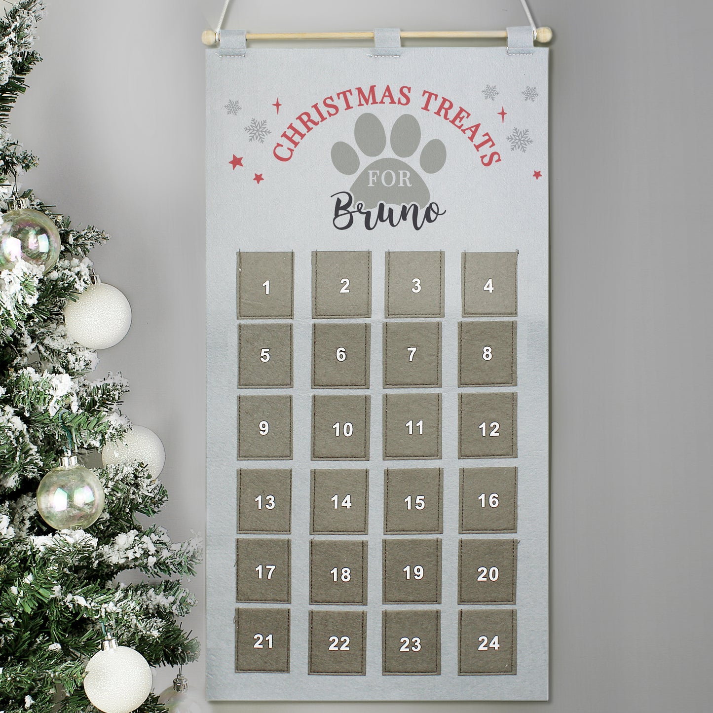 Personalised Pet Advent Calendar In Silver Grey